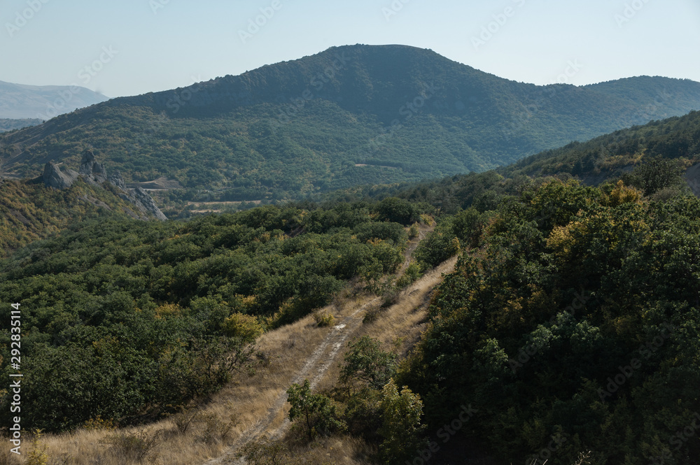 Mountains in Crimea. September. This place is located near the town of Sudak. Autumn in Crimea.  the city of Feodosiya. Russia. Ukraine.