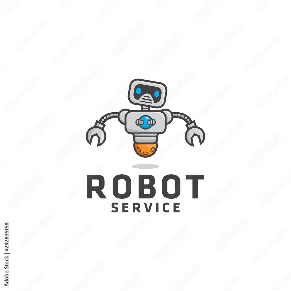 Robot Service Logo Vector Icon Illustration Robot Service Logo Vector Icon Illustration