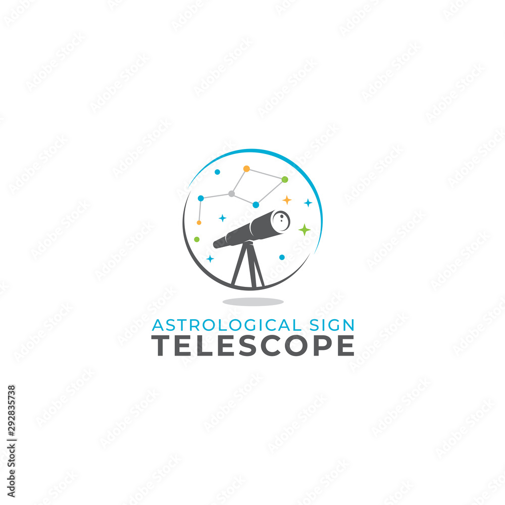 Obraz premium constellation telescope logo vector icon illustration