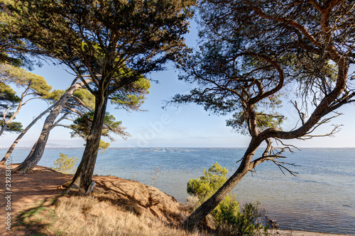 Vue sur l'étang de Thau depuis la butte de Bellevue près de Mèze - Hérault - Occitanie © panosud360