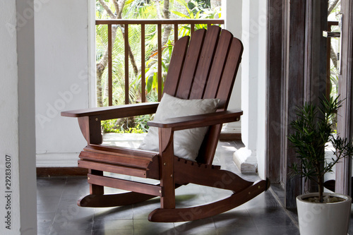 The rocking chair in the backyard.