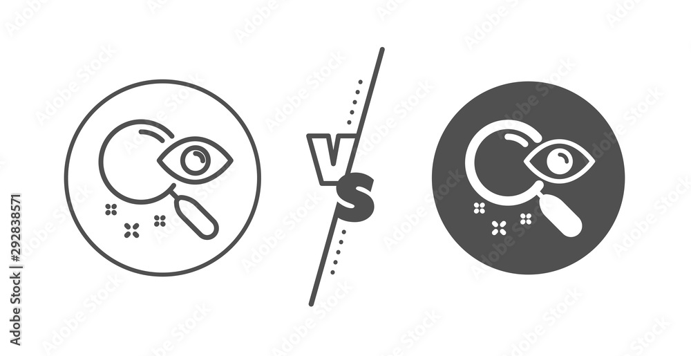 Find document sign. Versus concept. Search line icon. Magnify glass. Line vs classic search icon. Vector Find document sign. Versus concept. Search line icon. Magnify glass. Line vs classic search icon. Vector