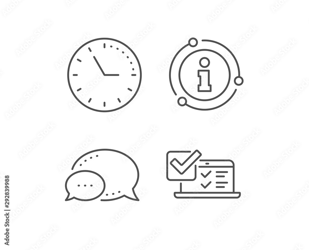 Online survey line icon. Chat bubble, info sign elements. Select answer sign. Web interview symbol. Linear online survey outline icon. Information bubble. Vector Online survey line icon. Chat bubble, info sign elements. Select answer sign. Web interview symbol. Linear online survey outline icon. Information bubble. Vector