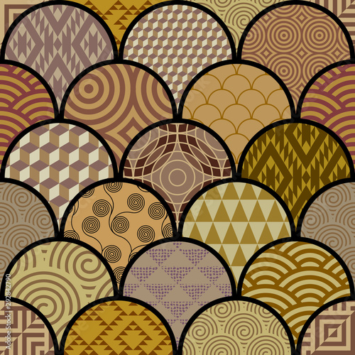 Patchwork textile pattern. Seamless quilting design background.