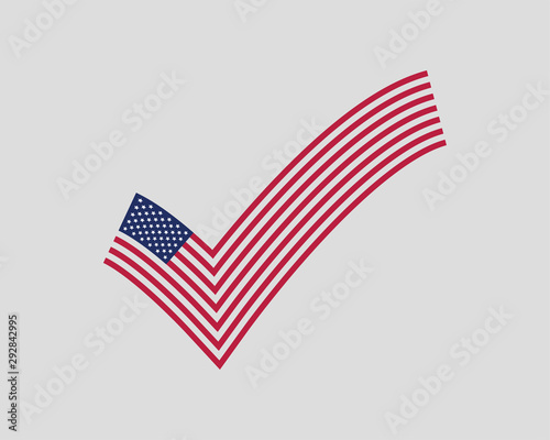 Check mark USA flag vector. Modern style United States of America symbol. American banner design element