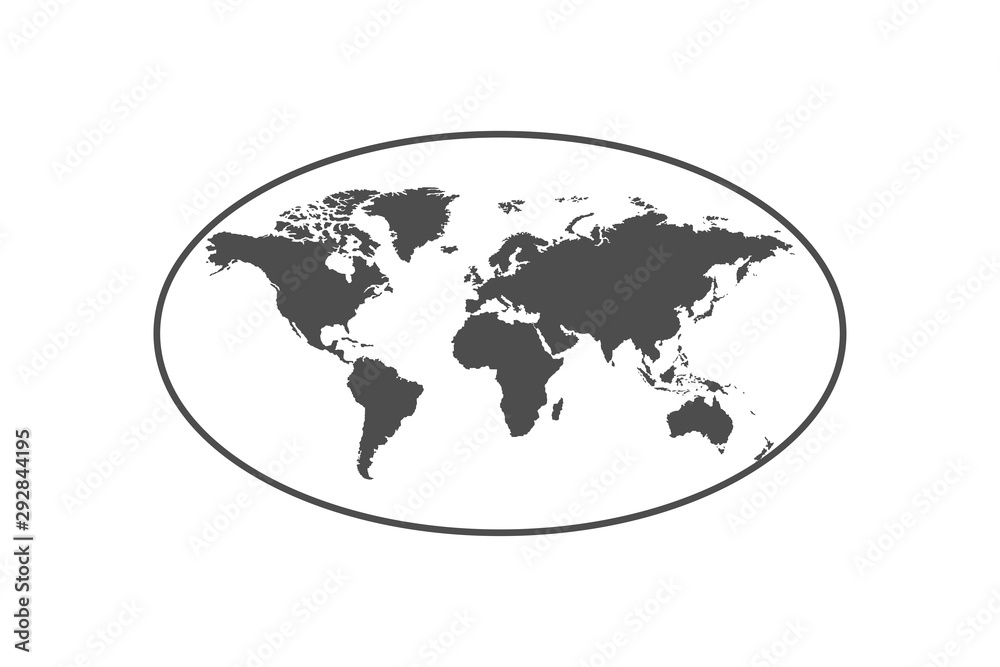Earth map globe. Earth map in circle and flat design, isolated on white background. World map. Earth for web design. Vector