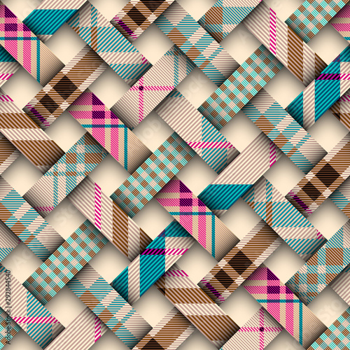 Patchwork textile pattern. Seamless quilting design background.