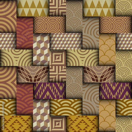 Patchwork textile pattern. Seamless quilting design background.