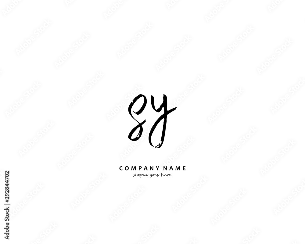 SY Initial handwriting logo vector