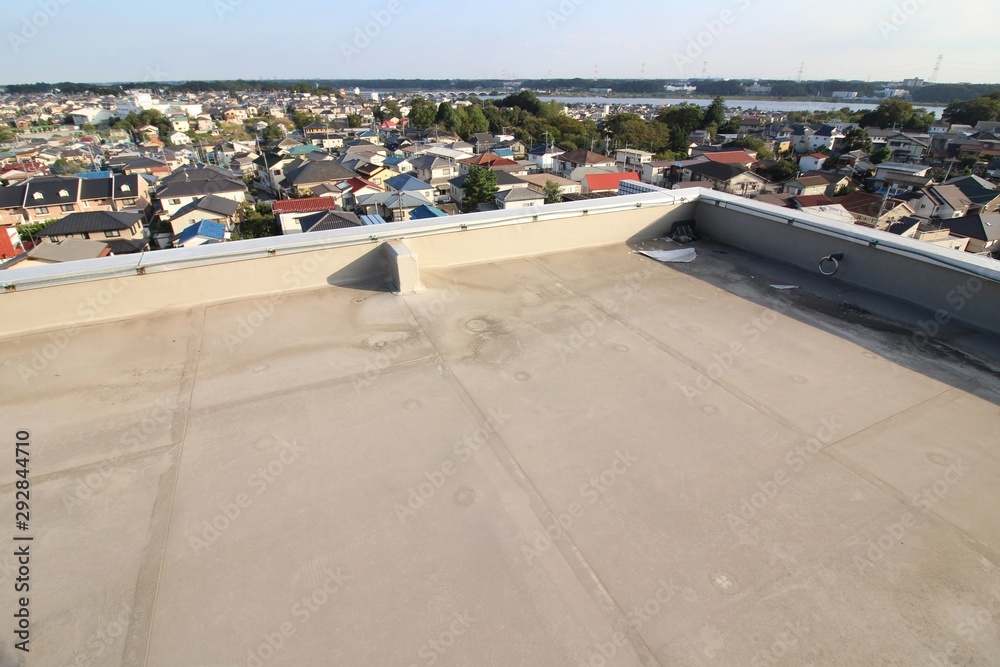 屋上防水と住宅地の眺望