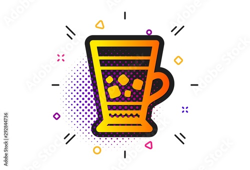 Cold drink sign. Halftone circles pattern. Frappe coffee icon. Beverage symbol. Classic flat frappe icon. Vector