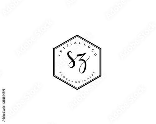 SZ Initial handwriting logo vector