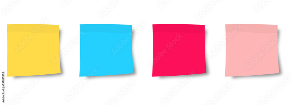 Collection of multi-colored stickers. Sticky notes paper. Collection of different colored sheets of note papers. Front view. Ready for your message. Realistic vector illustration Collection of multi-colored stickers. Sticky notes paper. Collection of different colored sheets of note papers. Front view. Ready for your message. Realistic vector illustration