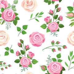 Fototapete Rosenmuster Hochzeitsrosen Bouquet in Rot und Rosa  © MicroOne