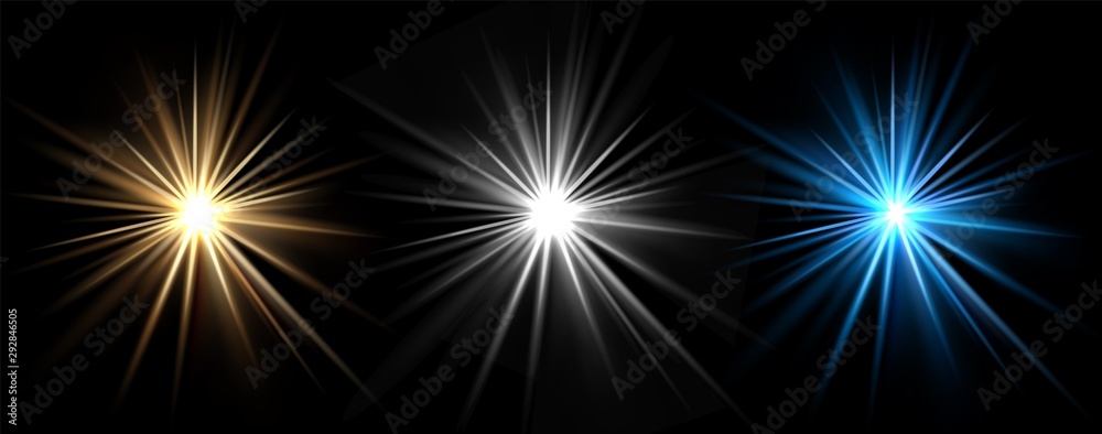 Glowing blue lights on a black background Vector Image