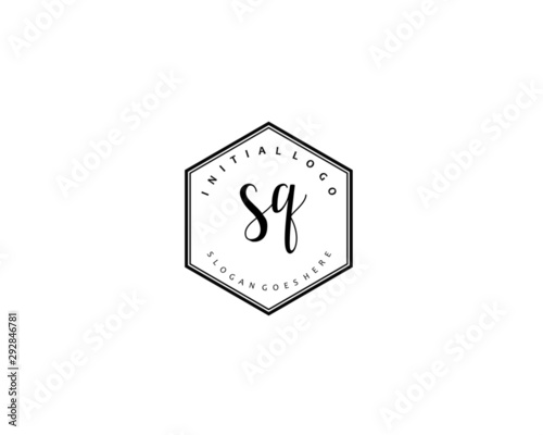SQ Initial handwriting logo vector