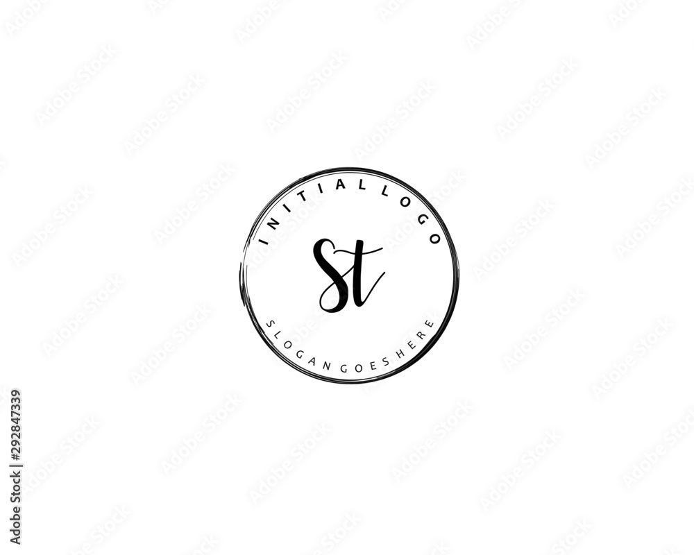 ST Initial handwriting logo vector ST Initial handwriting logo vector