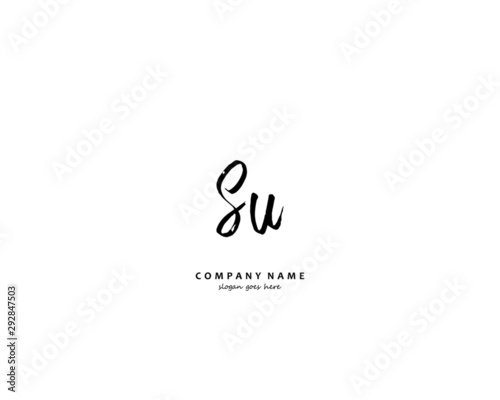 SU Initial handwriting logo vector