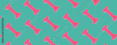 Dumbbell pattern on mint green blue color.