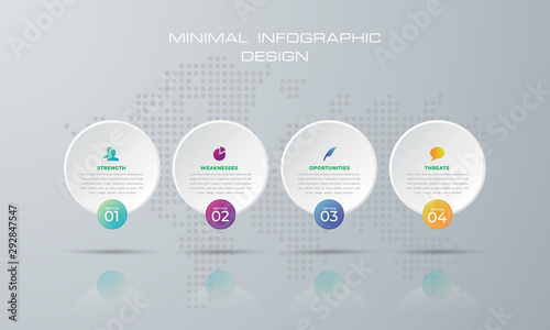 Rounded Infographic template with 4 options, workflow, process chart,Timeline infographics design vector can be used for workflow layout, diagram, annual report,  - Vector
