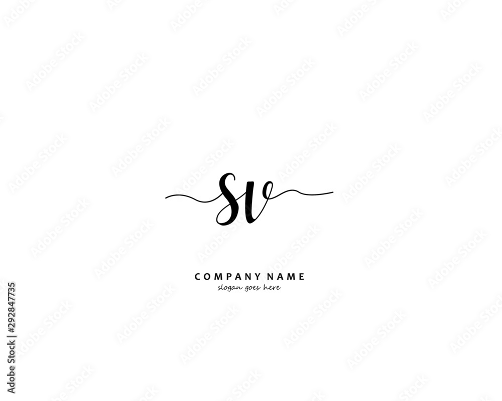 SV Initial handwriting logo vector SV Initial handwriting logo vector