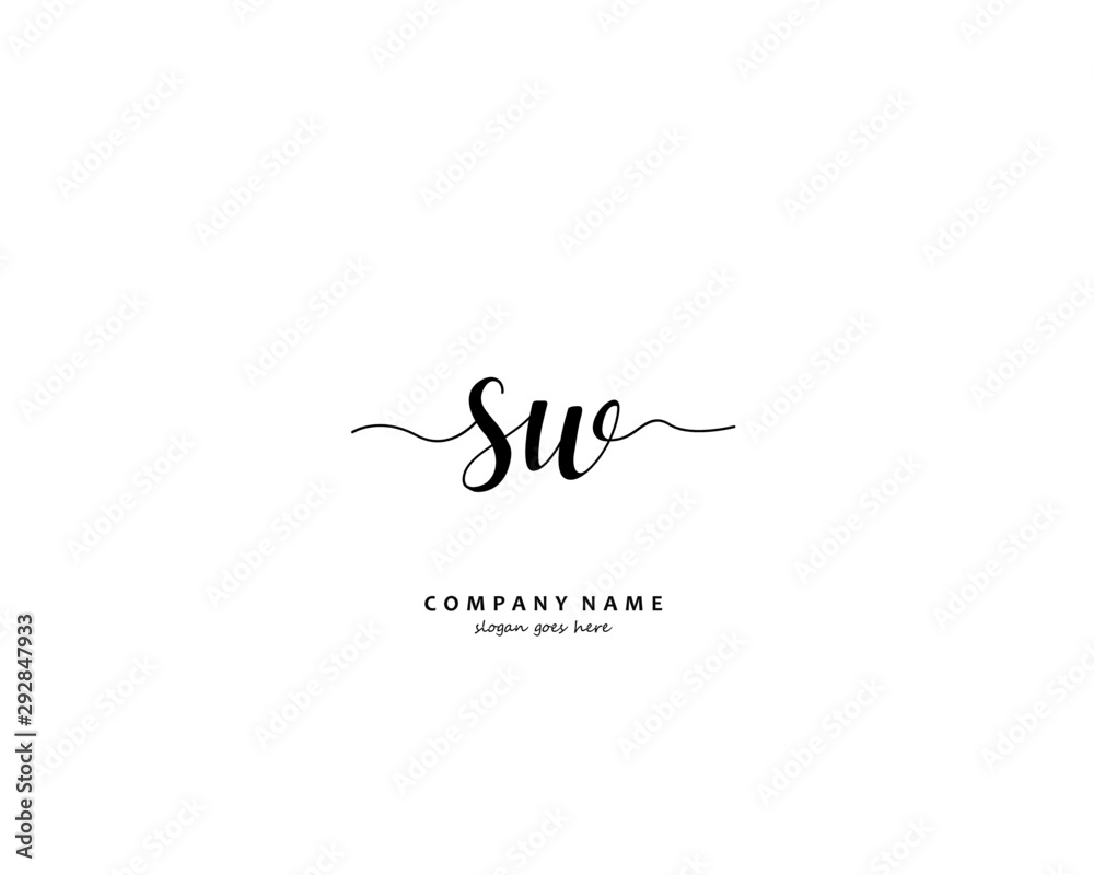 SW Initial handwriting logo vector