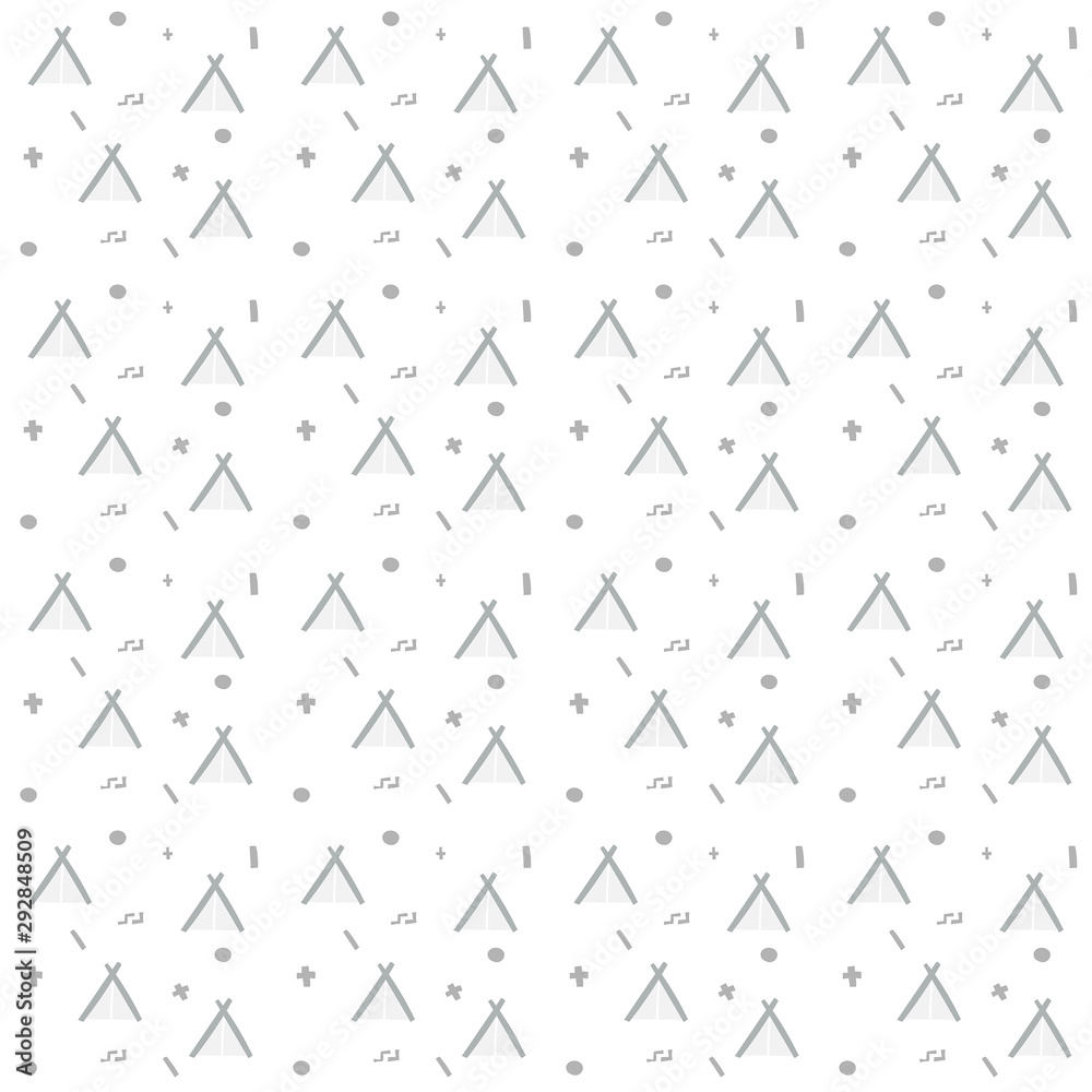 Scandinavian seamless pattern wigwam and elements. Vector minimalist monoline black and white doodle. Xmas background for winter holiday textile, web design Scandinavian seamless pattern wigwam and elements. Vector minimalist monoline black and white doodle. Xmas background for winter holiday textile, web design