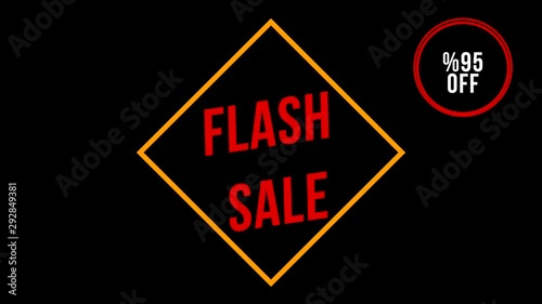 Flash Sale Up to %95 Off title animation with black background