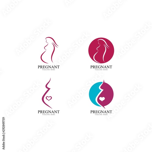 women pregnant logo vector icon template