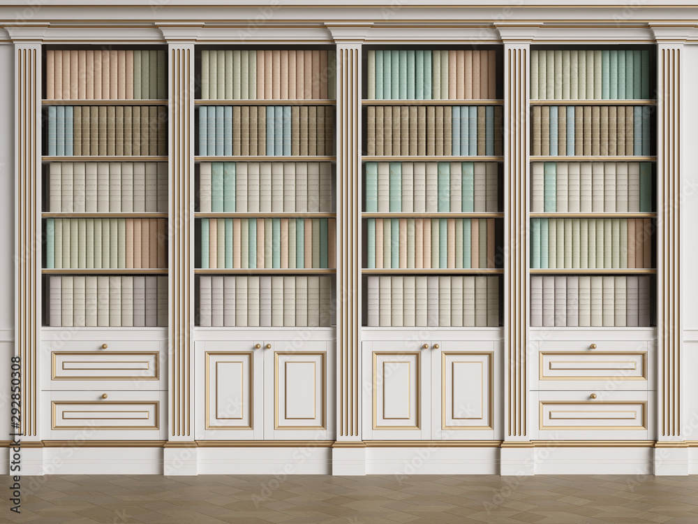 Classic library cabinet 3d rendering