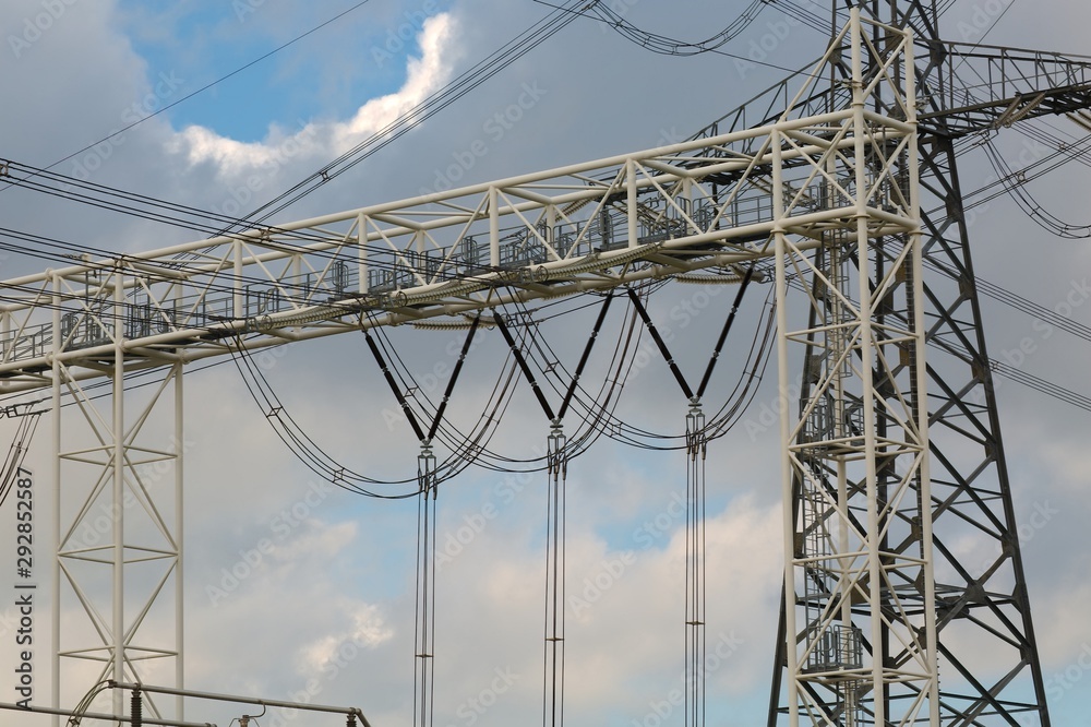 Electric line power substation, switching and transformers Electric line power substation, switching and transformers