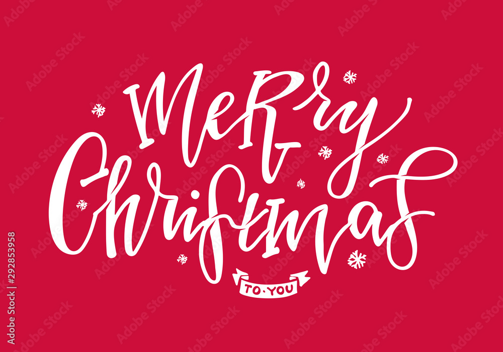 Merry Christmas - cute hand drawn lettering card banner poster art. Happy New Year  - Season Greetings