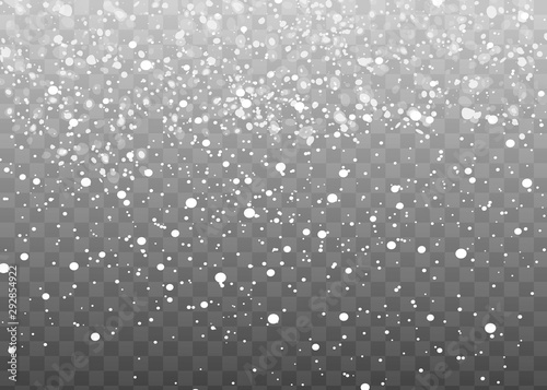 Realistic falling snowflakes. Isolated on transparent background. Vector illustration.
