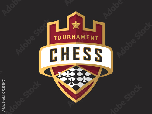 Chess tournament sports logo template. Modern vector illustration, label and badge design. Easy use and edit