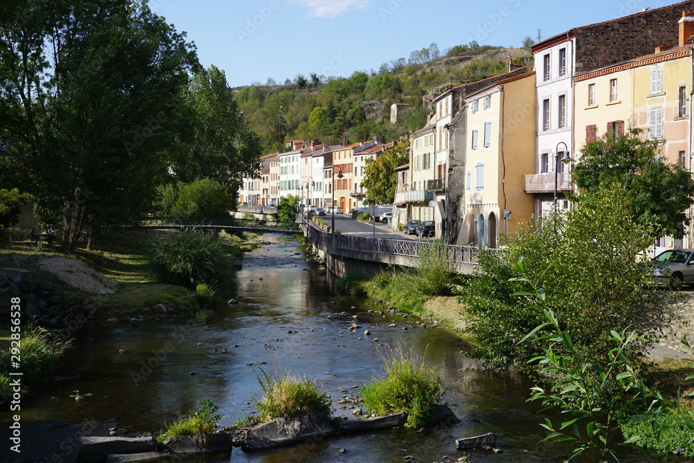 old stone village by the river in France