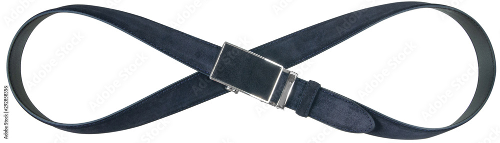 Dark blue suede belt isolated on white background. Mens clothing accessory Dark blue suede belt isolated on white background. Mens clothing accessory