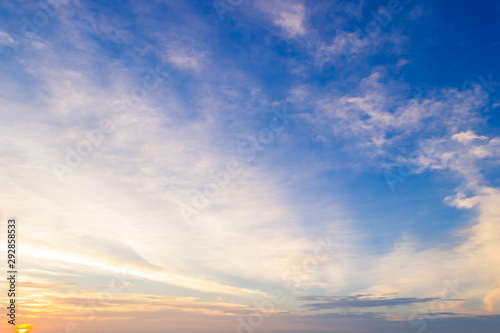 sunset sky with colorful sunlight in the evening 