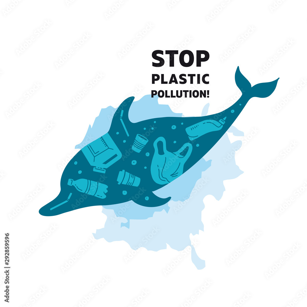 Web template Stop plastic pollution! Vector flat illustration for World ...