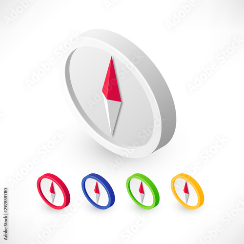 Free Download Vector compass icon isometric set colors - GFXLoad