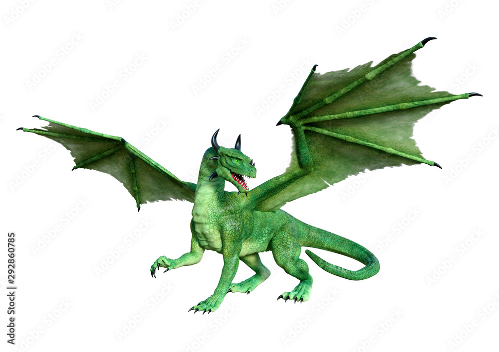 Obraz premium 3D Rendering Fairy Tale Dragon on White