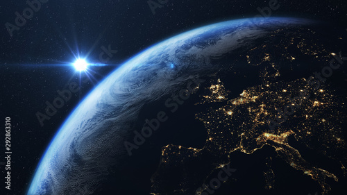 Fototapeta Naklejka Na Ścianę i Meble -  Planet earth sunrise seen from space