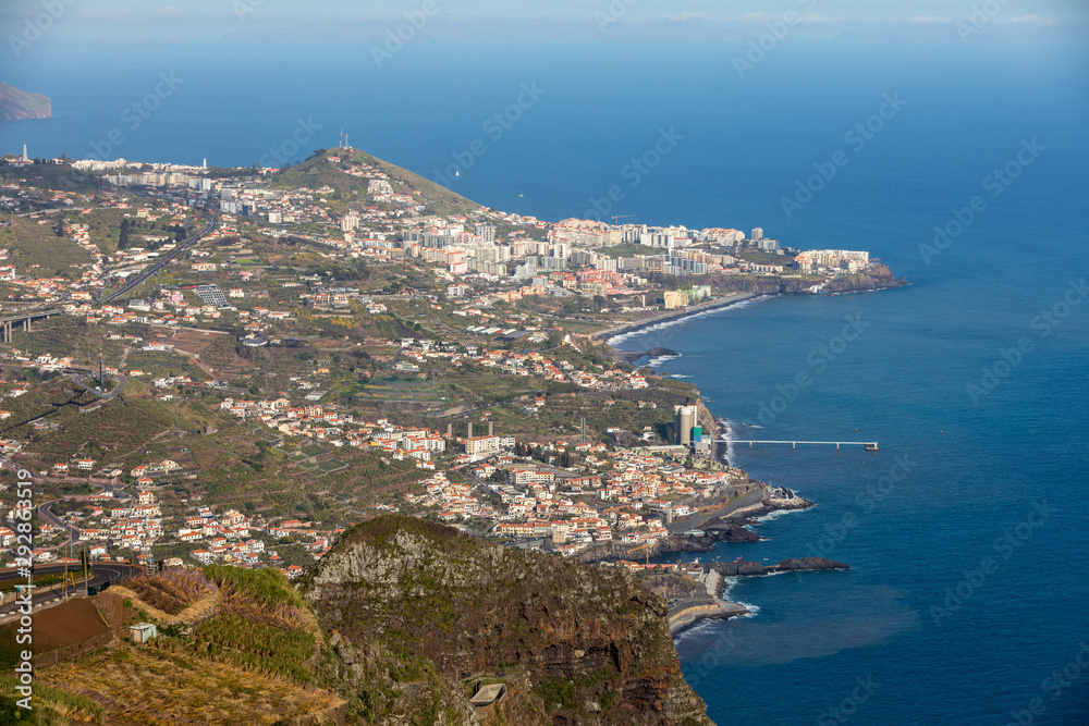 View down from Cabo Girao on Madeira Island, Portugal, the highest cliff in Europe