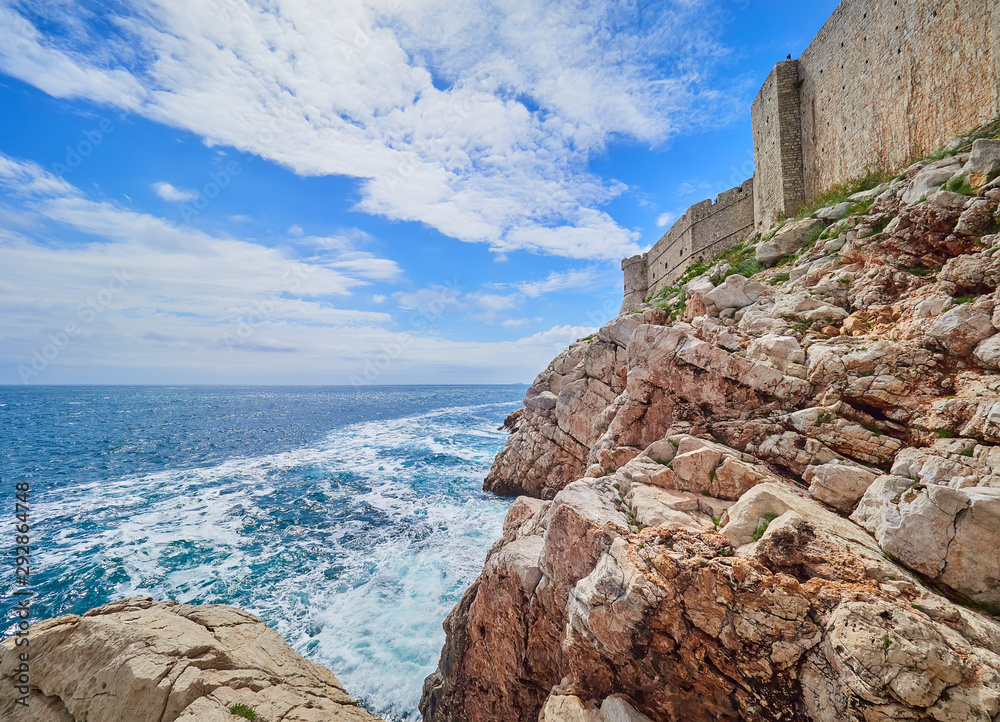 Famous european travel destination in Croatia, Dubrovnik old town fortress.