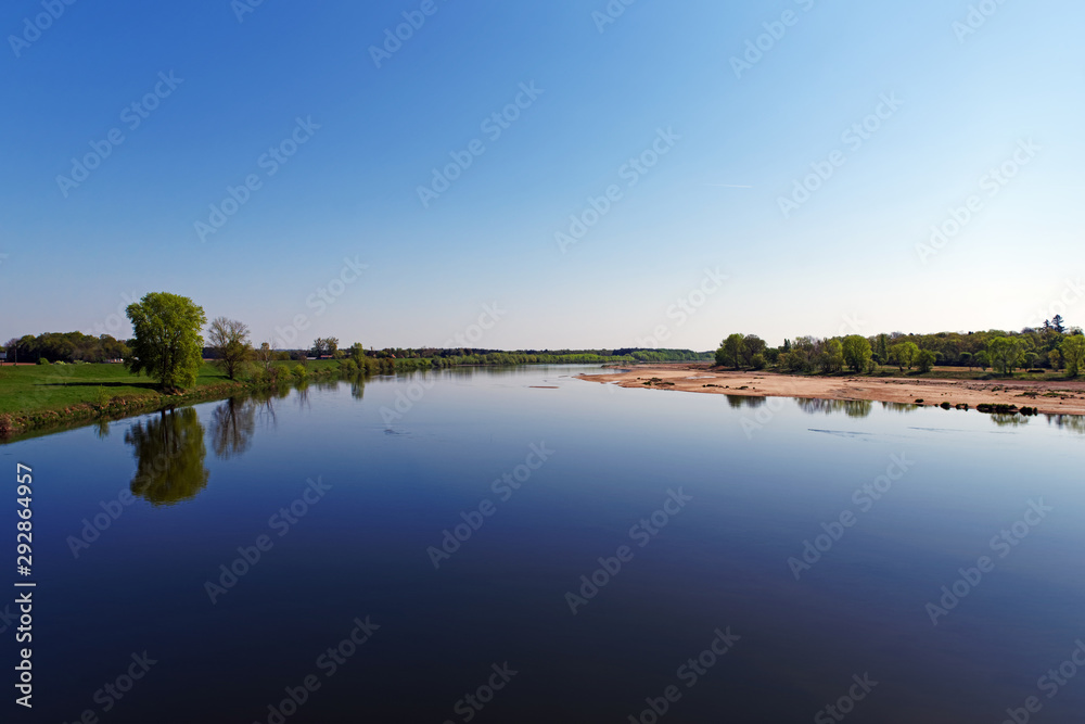 Loire river reflection in the Centre val de Loire region