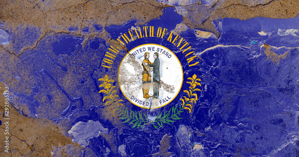 Fototapeta premium Kentucky grunge, damaged, scratch, old style state flag on wall.