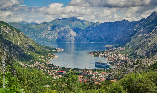 Fotografia, Obraz Kotor bay and Old Town from Lovcen Mountain. Montenegro