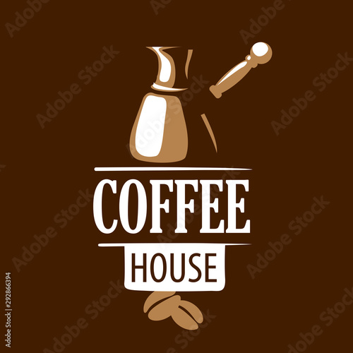 Coffee logo. Vector illustration on brown background