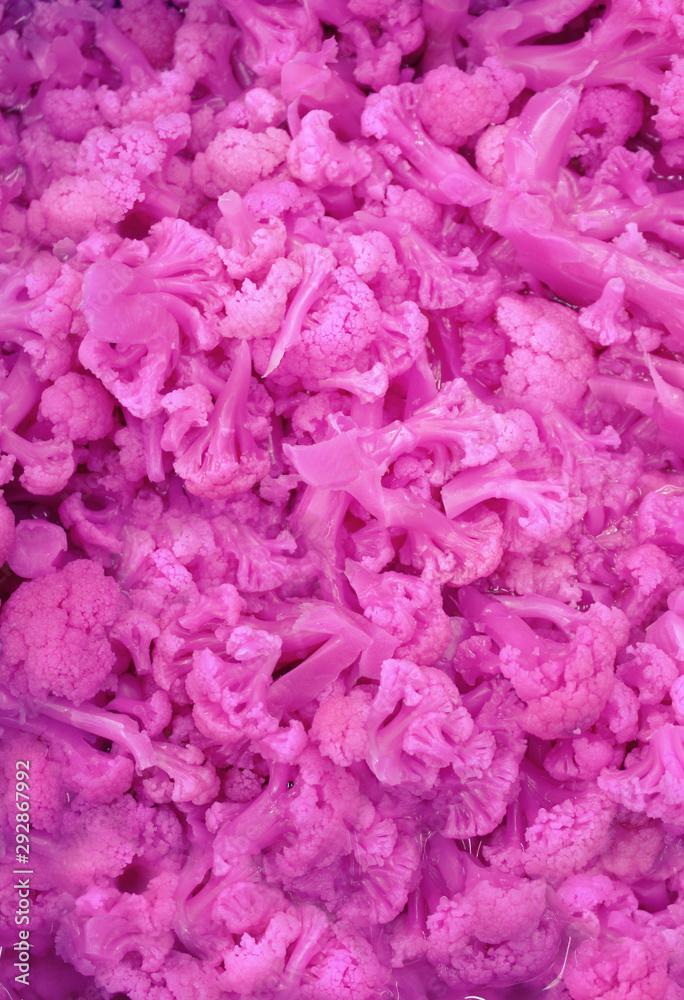 Fototapeta premium Pickled Pink Cauliflower. Old East Bazaar. background
