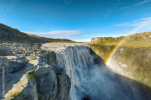 Fantastic view  of the most powerful waterfall in Europe called Dettifoss.