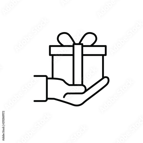 Hand and gift icon. isolated vector illustration